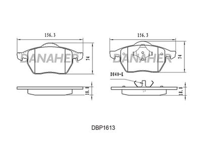 DBP1613 DANAHER Комплект тормозных колодок, дисковый тормоз