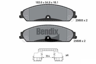 BPD2255 BENDIX Braking Комплект тормозных колодок, дисковый тормоз