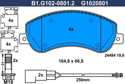 B1G10208012 GALFER Комплект тормозных колодок, дисковый тормоз