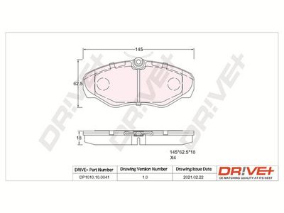 DP1010100041 Dr!ve+ Комплект тормозных колодок, дисковый тормоз