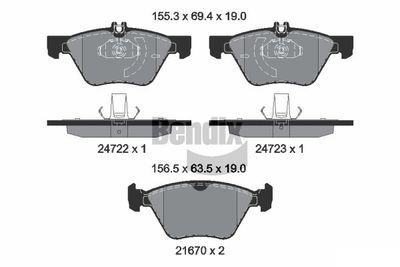 BPD2188 BENDIX Braking Комплект тормозных колодок, дисковый тормоз