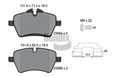 BPD1352 BENDIX Braking Комплект тормозных колодок, дисковый тормоз