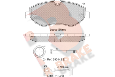 RB1786203 R BRAKE Комплект тормозных колодок, дисковый тормоз