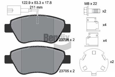 BPD1012 BENDIX Braking Комплект тормозных колодок, дисковый тормоз