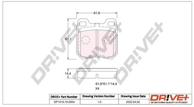 DP1010100954 Dr!ve+ Комплект тормозных колодок, дисковый тормоз