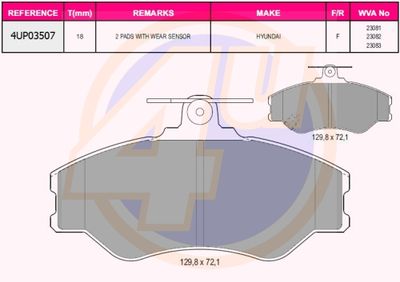 4UP03507 4u Комплект тормозных колодок, дисковый тормоз