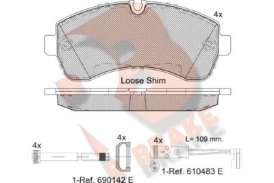 RB1785203 R BRAKE Комплект тормозных колодок, дисковый тормоз