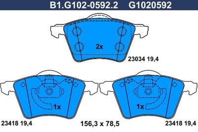 B1G10205922 GALFER Комплект тормозных колодок, дисковый тормоз