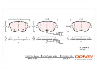 DP1010100875 Dr!ve+ Комплект тормозных колодок, дисковый тормоз