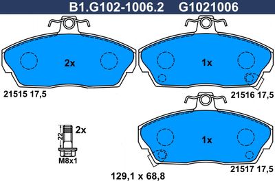 B1G10210062 GALFER Комплект тормозных колодок, дисковый тормоз