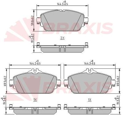 AA0624 BRAXIS Комплект тормозных колодок, дисковый тормоз