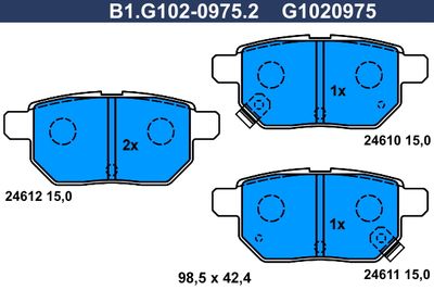 B1G10209752 GALFER Комплект тормозных колодок, дисковый тормоз