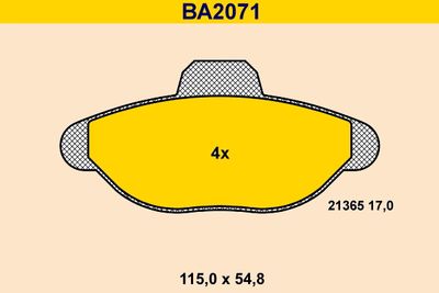 BA2071 BARUM Комплект тормозных колодок, дисковый тормоз