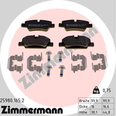 259801652 ZIMMERMANN Комплект тормозных колодок, дисковый тормоз