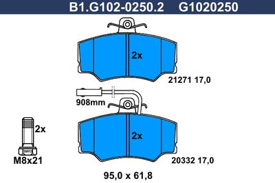 B1G10202502 GALFER Комплект тормозных колодок, дисковый тормоз