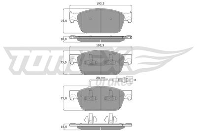 TX1646 TOMEX Brakes Комплект тормозных колодок, дисковый тормоз