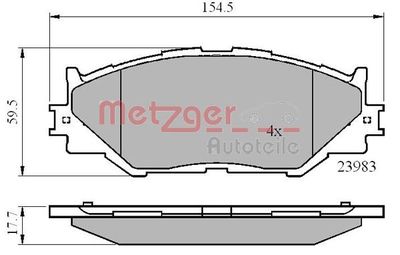 1170867 METZGER Комплект тормозных колодок, дисковый тормоз