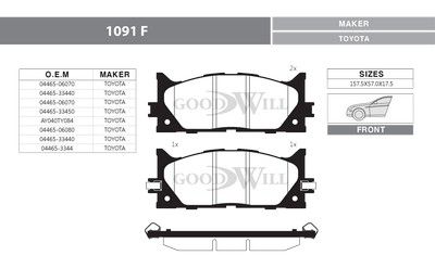 1091F GOODWILL Комплект тормозных колодок, дисковый тормоз