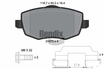 BPD1453 BENDIX Braking Комплект тормозных колодок, дисковый тормоз