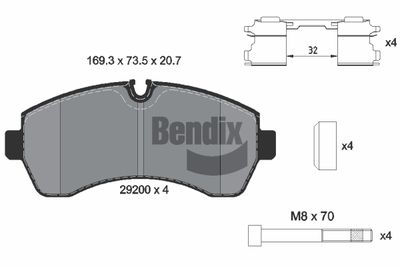 BPD1110 BENDIX Braking Комплект тормозных колодок, дисковый тормоз