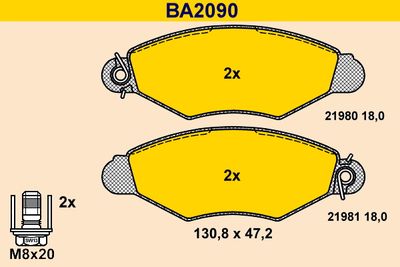 BA2090 BARUM Комплект тормозных колодок, дисковый тормоз