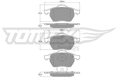 TX1654 TOMEX Brakes Комплект тормозных колодок, дисковый тормоз