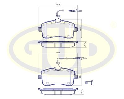 GBP110204 G.U.D. Комплект тормозных колодок, дисковый тормоз