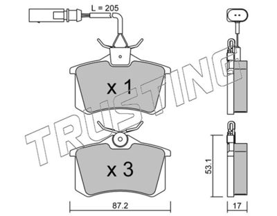 1023 TRUSTING Комплект тормозных колодок, дисковый тормоз