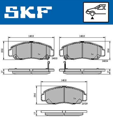 VKBP80558A SKF Комплект тормозных колодок, дисковый тормоз