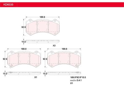 KD6035 ASIMCO Комплект тормозных колодок, дисковый тормоз