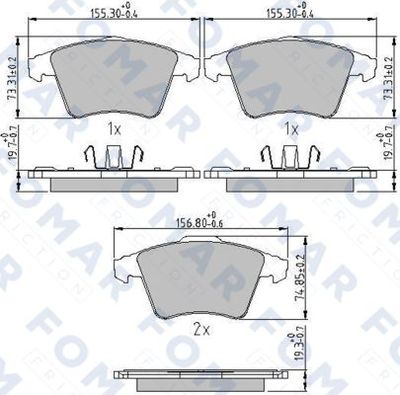 FO871081 FOMAR Friction Комплект тормозных колодок, дисковый тормоз