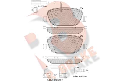 RB1996203 R BRAKE Комплект тормозных колодок, дисковый тормоз