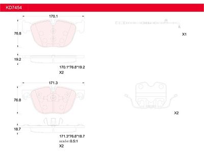 KD7454 ASIMCO Комплект тормозных колодок, дисковый тормоз