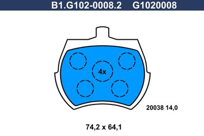 B1G10200082 GALFER Комплект тормозных колодок, дисковый тормоз