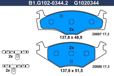 B1G10203442 GALFER Комплект тормозных колодок, дисковый тормоз