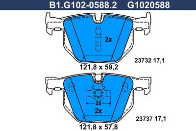 B1G10205882 GALFER Комплект тормозных колодок, дисковый тормоз