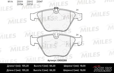 E400268 MILES Комплект тормозных колодок, дисковый тормоз