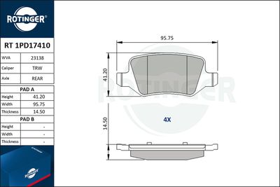 RT1PD17410 ROTINGER Комплект тормозных колодок, дисковый тормоз