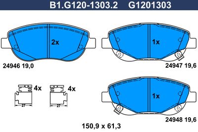 B1G12013032 GALFER Комплект тормозных колодок, дисковый тормоз