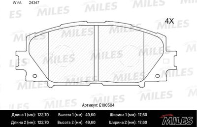 E100504 MILES Комплект тормозных колодок, дисковый тормоз