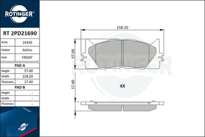 RT2PD21690 ROTINGER Комплект тормозных колодок, дисковый тормоз