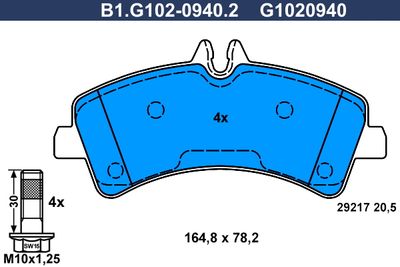 B1G10209402 GALFER Комплект тормозных колодок, дисковый тормоз