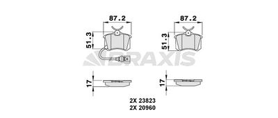 AB0133 BRAXIS Комплект тормозных колодок, дисковый тормоз