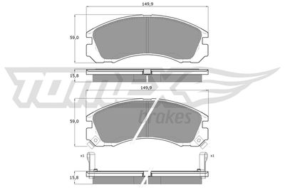 TX1503 TOMEX Brakes Комплект тормозных колодок, дисковый тормоз