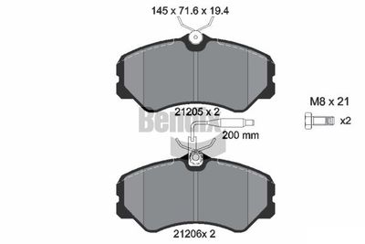 BPD1766 BENDIX Braking Комплект тормозных колодок, дисковый тормоз