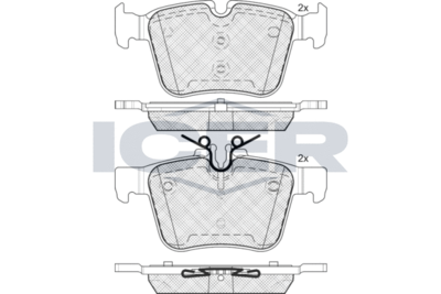 182214 ICER Комплект тормозных колодок, дисковый тормоз