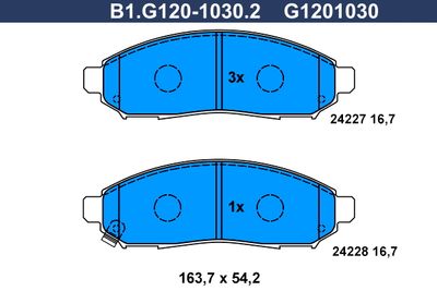 B1G12010302 GALFER Комплект тормозных колодок, дисковый тормоз