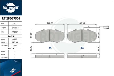 RT2PD17501 ROTINGER Комплект тормозных колодок, дисковый тормоз