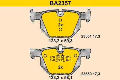 BA2357 BARUM Комплект тормозных колодок, дисковый тормоз