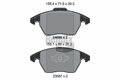 BPD1557 BENDIX Braking Комплект тормозных колодок, дисковый тормоз